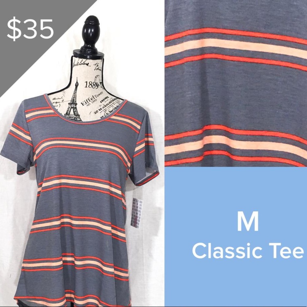 Vintage LuLaRoe Classic T M Gray Orange Stripes